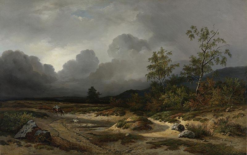 Willem Roelofs Landscape in an Approaching Storm. Norge oil painting art